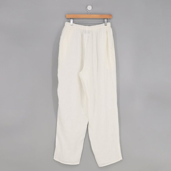 FLAX Two Piece 100% Linen Button Front Top (M) & Pull-On Pant (L) Off-White Ecru - Picture 7 of 10